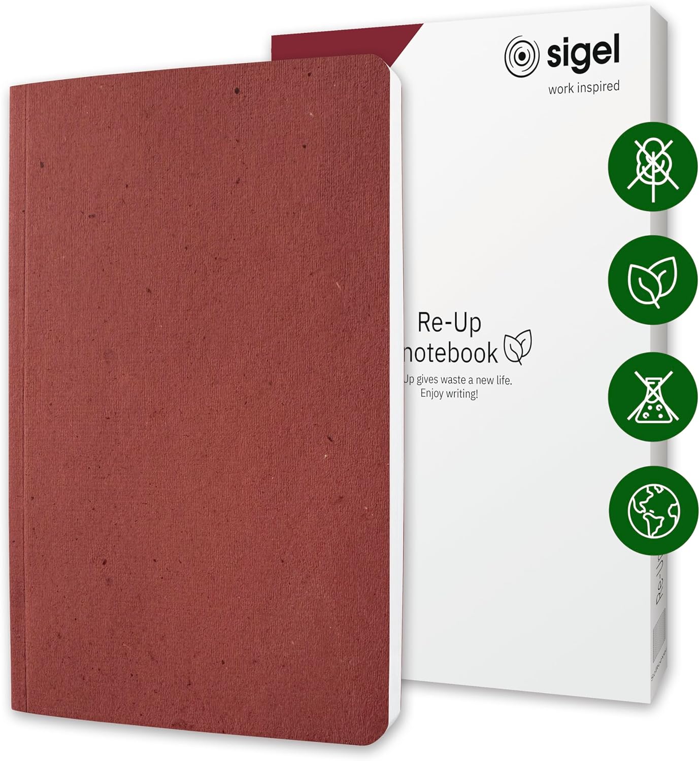 Sigel RU202 Re-Up Notebook - Squared - Approx. A5 - Red - Soft Cover - 100 Seiten - NCP vegan-zertifiziert