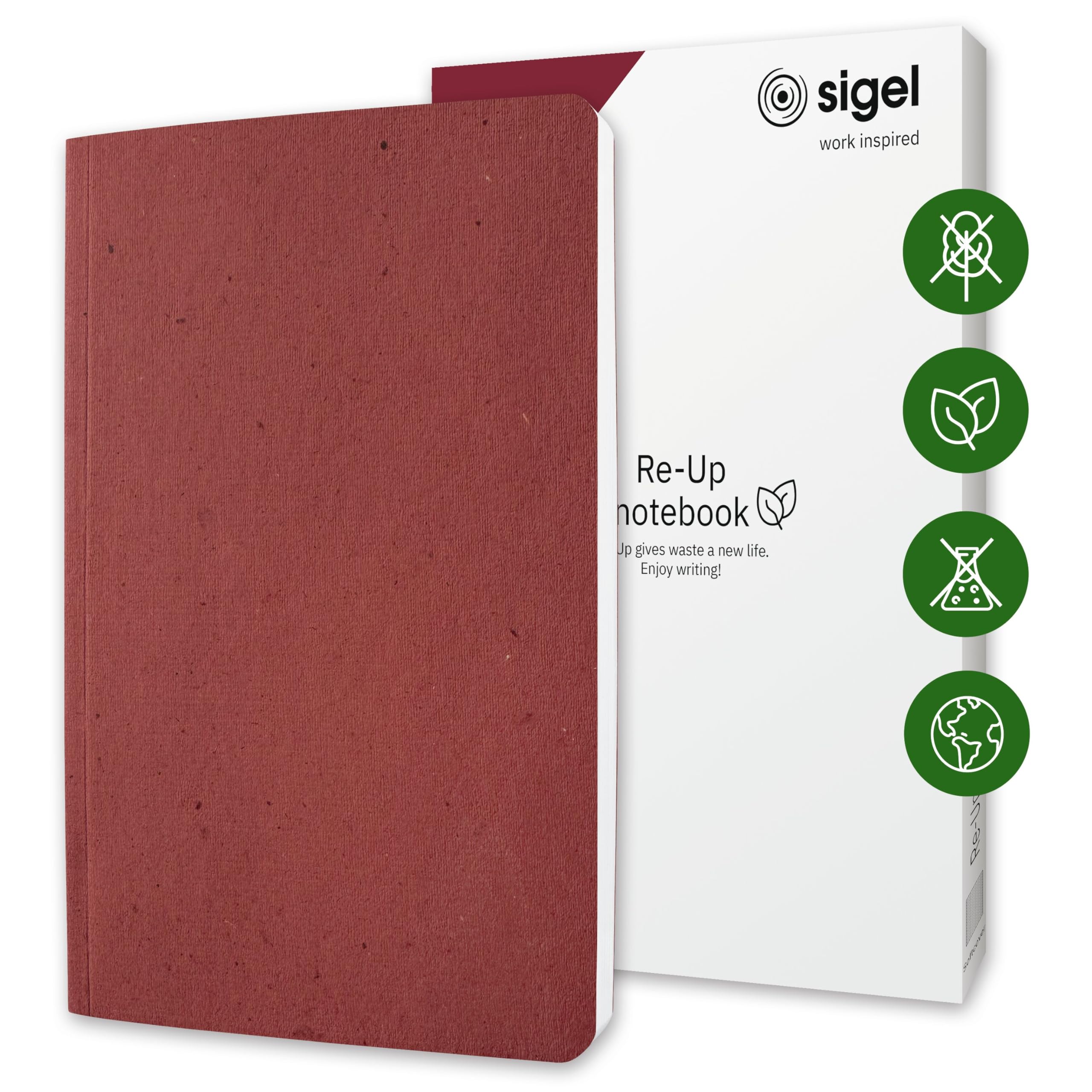 Sigel RU202 Notebook Re-Up - approx. A5 - squared - softcover - red - 100 p. - NCP vegan-certified