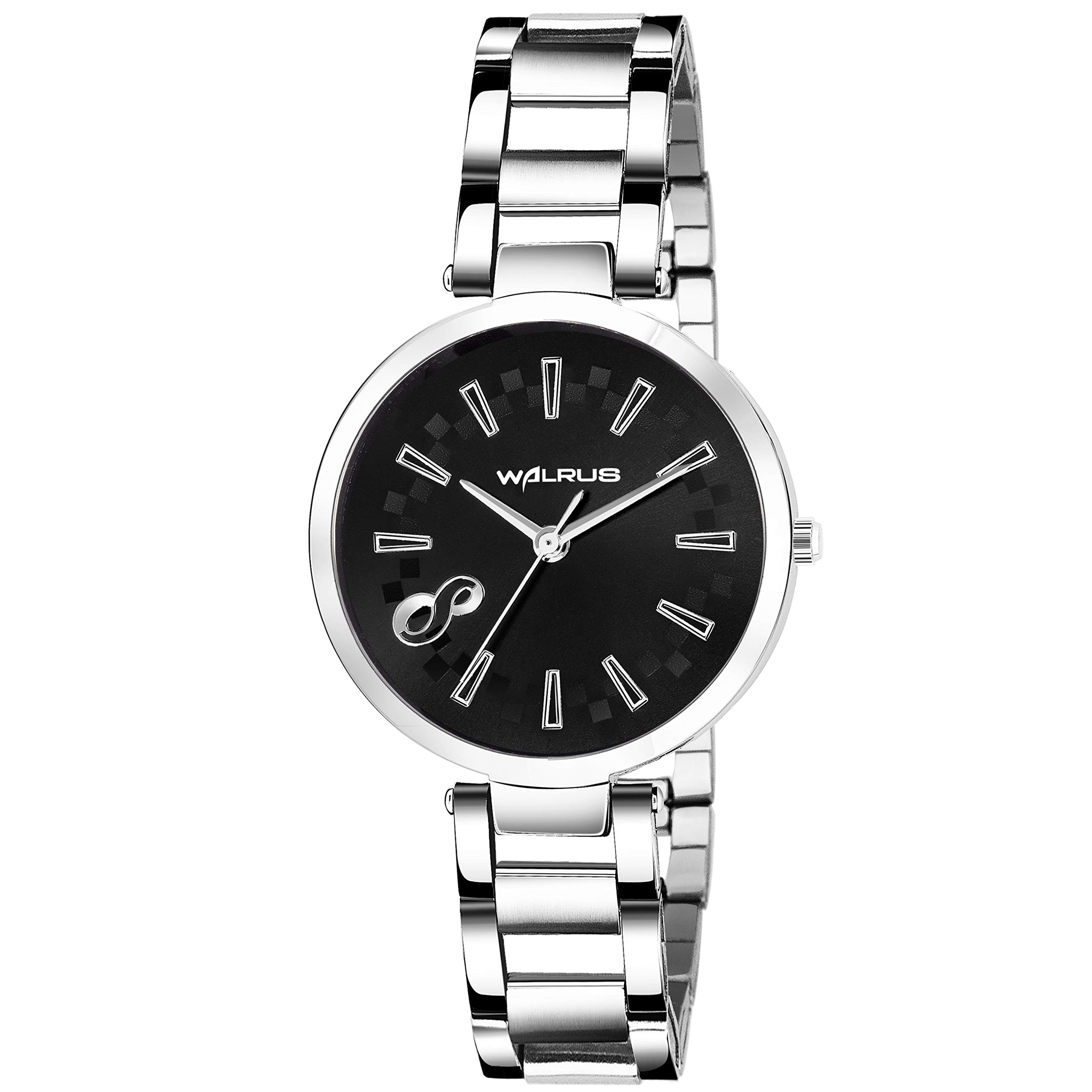 Walrus Black Dial Analog Metal Chain Wrist Watch for Women - Elegant Black Dial, Silver Strap, Professional & Casual Use- Womens Wrist Watch for Gift (B07TB5CJZT) Amazon Price History, Amazon Price Tracker