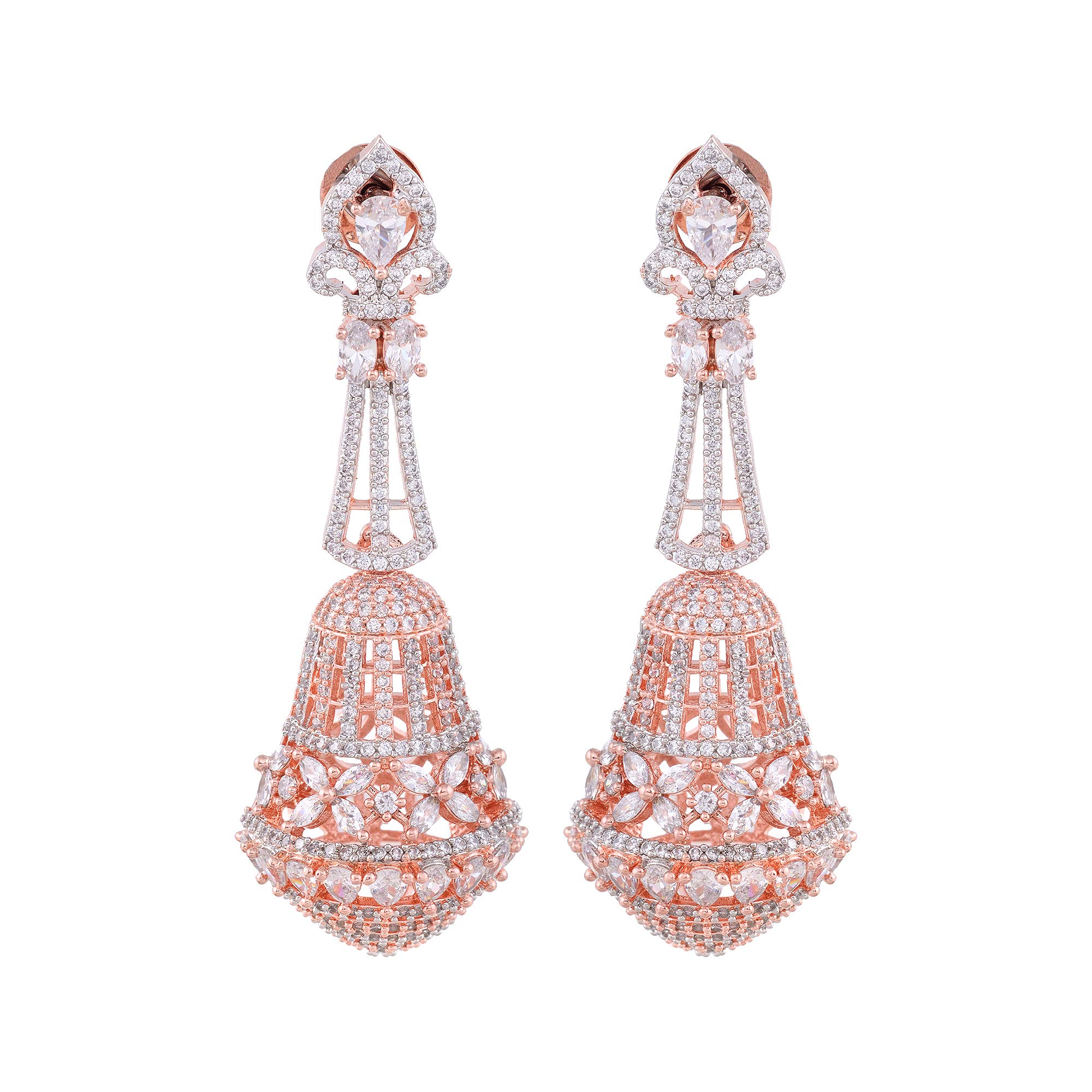 Saraf Rs Jewellery Rose Jhumka Earrings For Women - AD Studded Earrings - 7 cm (B08L4Z3KS4) Amazon Price History, Amazon Price Tracker
