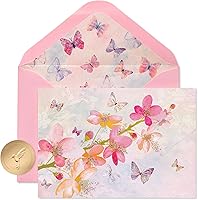 Papyrus Blossoms Blank Greeting Cards with Envelopes & Gold Seals, 12-Count Elegant Floral Note Cards