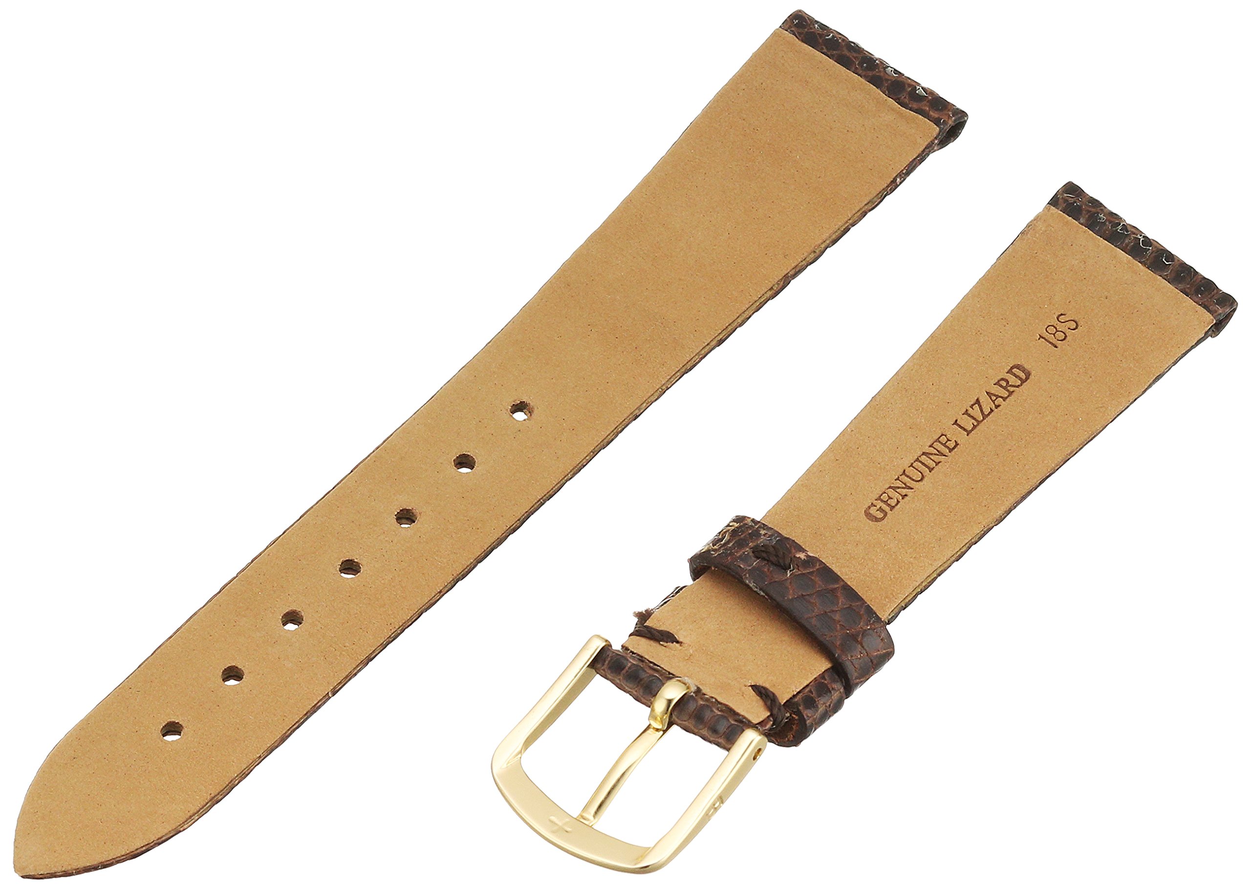 Hadley-Roma Men's MSM700SB-180 18mm Short Brown Genuine Lizard Leather Watch Strap