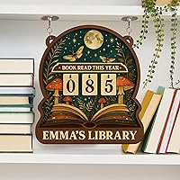 Vista 11 de Rastreador de Lectura de Libros Personalizado, Contador de Libros Leídos Este Año, Decoración de Biblioteca, Letrero de Seguimiento de Libros