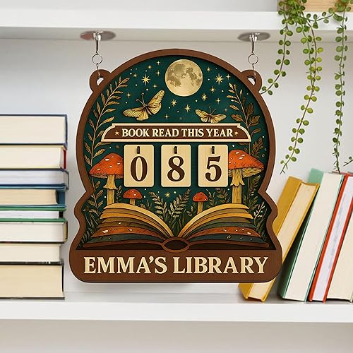 Miniatura 11 de Letrero Personalizado de Libros Leídos, Contador de Libros Leídos Este Año, Decoración de Biblioteca, Letrero de Seguimiento de Libros para