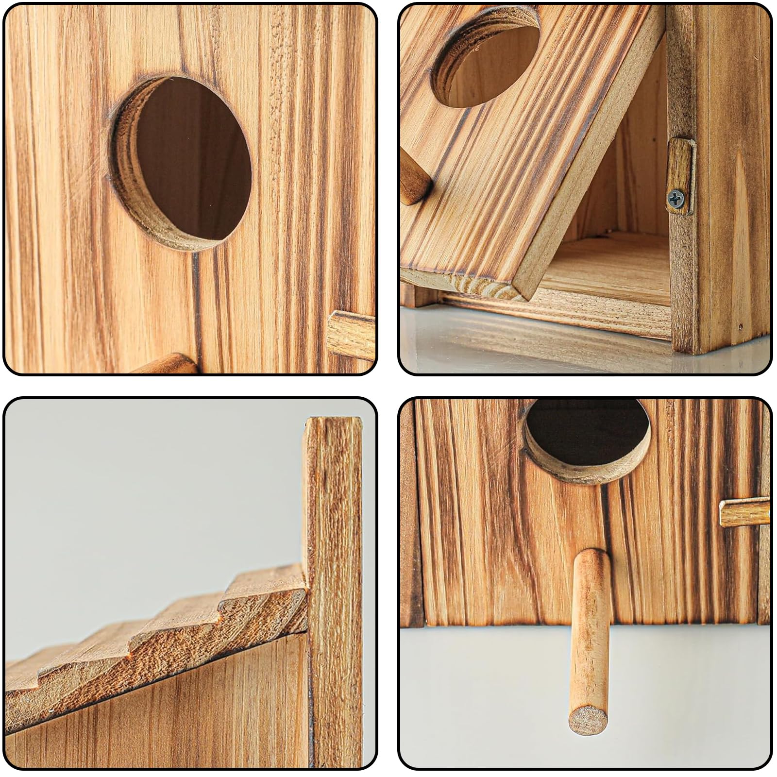 Casa Pajaros Exterior de Madera, Pajareras Exterior En Jardin, Caja de Madera para Colgar en el hogar, Resistente a la Intemperie, Nido CríA para Aves AmbientacióN con Orificio De Entrada