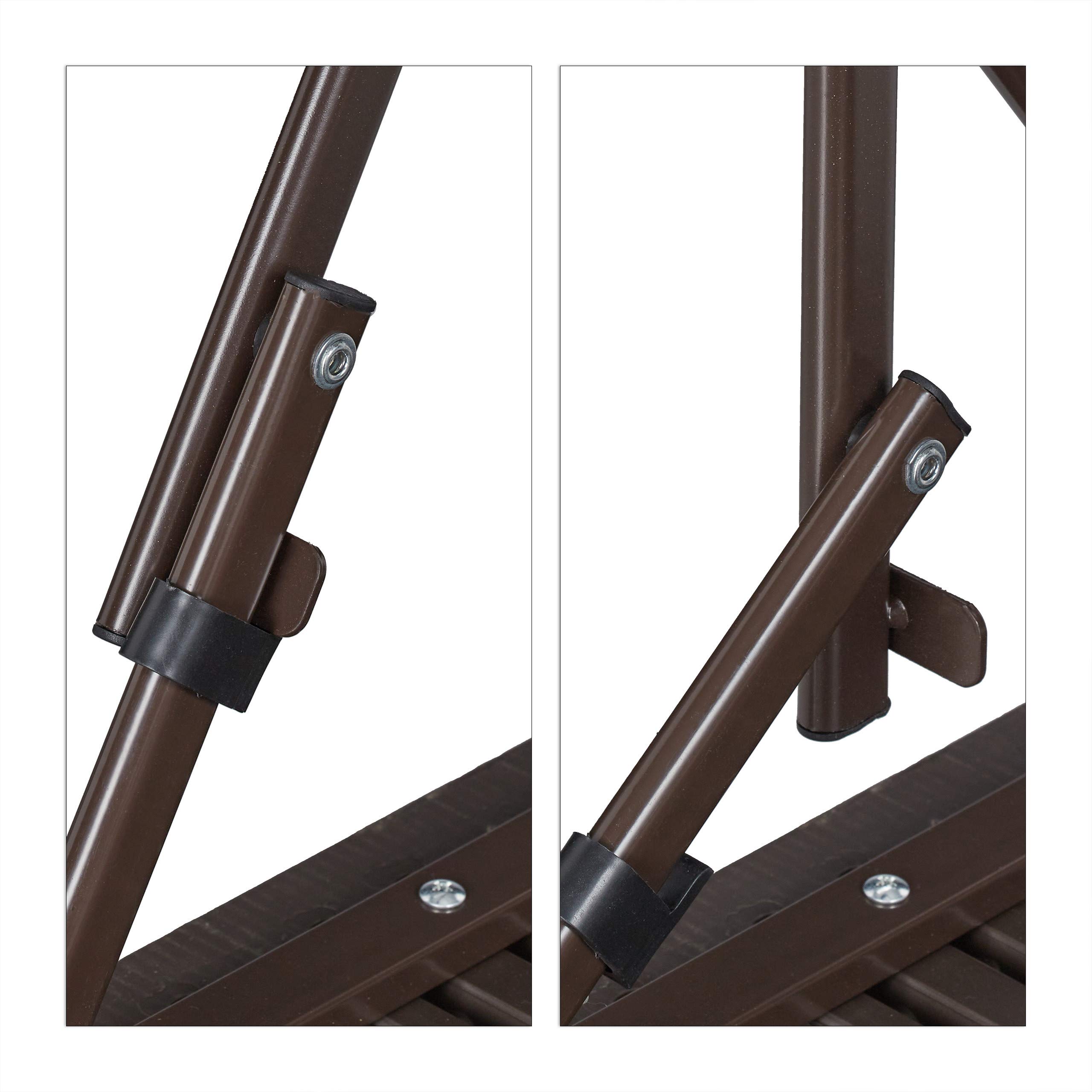 Relaxdays Tavolo Pieghevole da Giardino, Aspetto Legno, Tavolo Rettangolare Balcone, Plastica, 75x77,5x48,5 cm, Marrone
