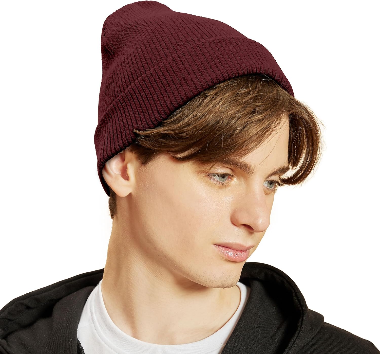 The Hat Depot - 100% Cotton Soft and Light Cuffed Skull Plain Daily Washed Beanie - Image 2