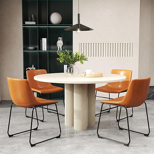 GOTMINSI Juego de 4 sillas de comedor modernas de 18 pulgadas, sillas de comedor sin brazos de piel sintética con patas de metal resistentes y