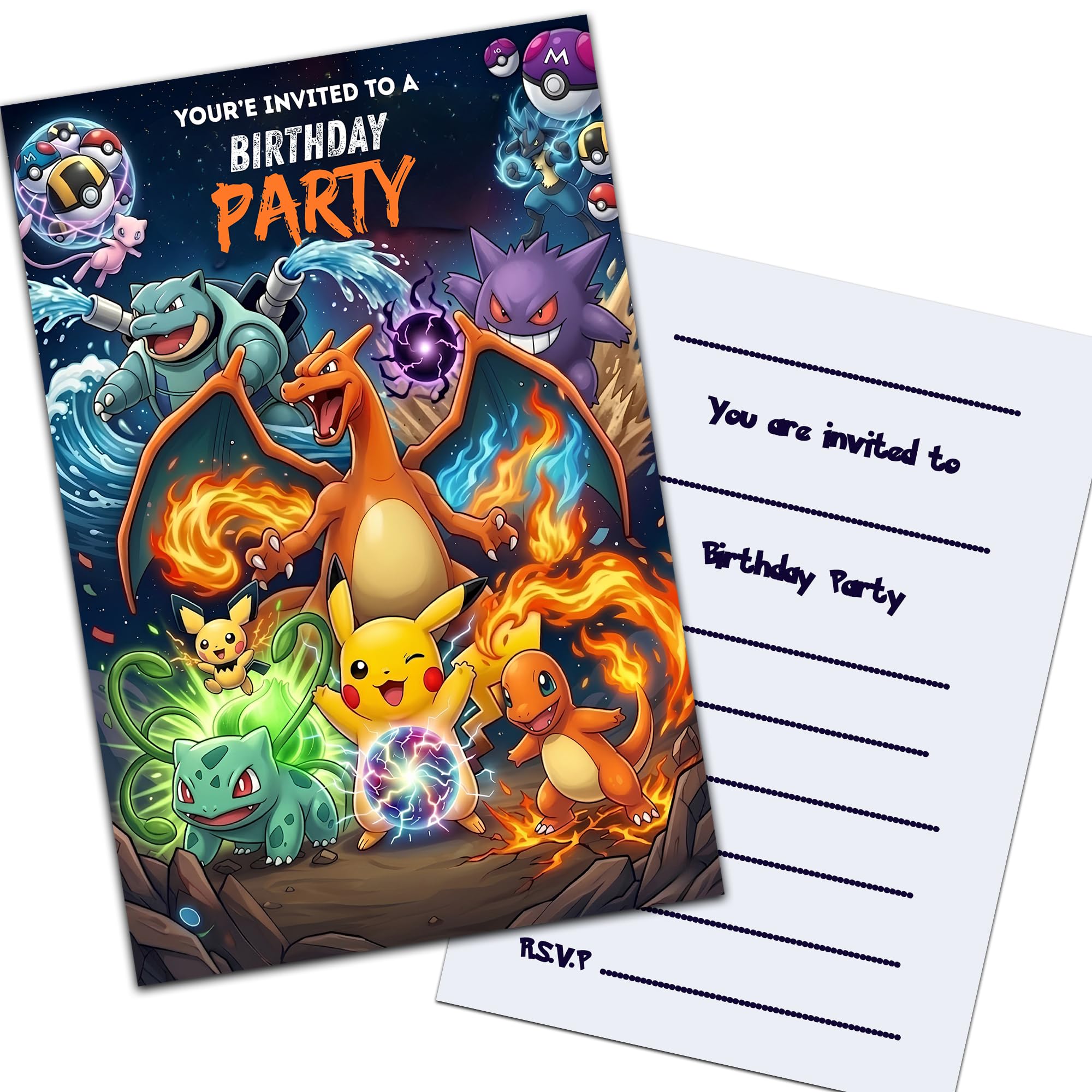 Anime Themed Birthday Party Invites Invitations & Envelopes (WRITE ON) (15 with envelopes)