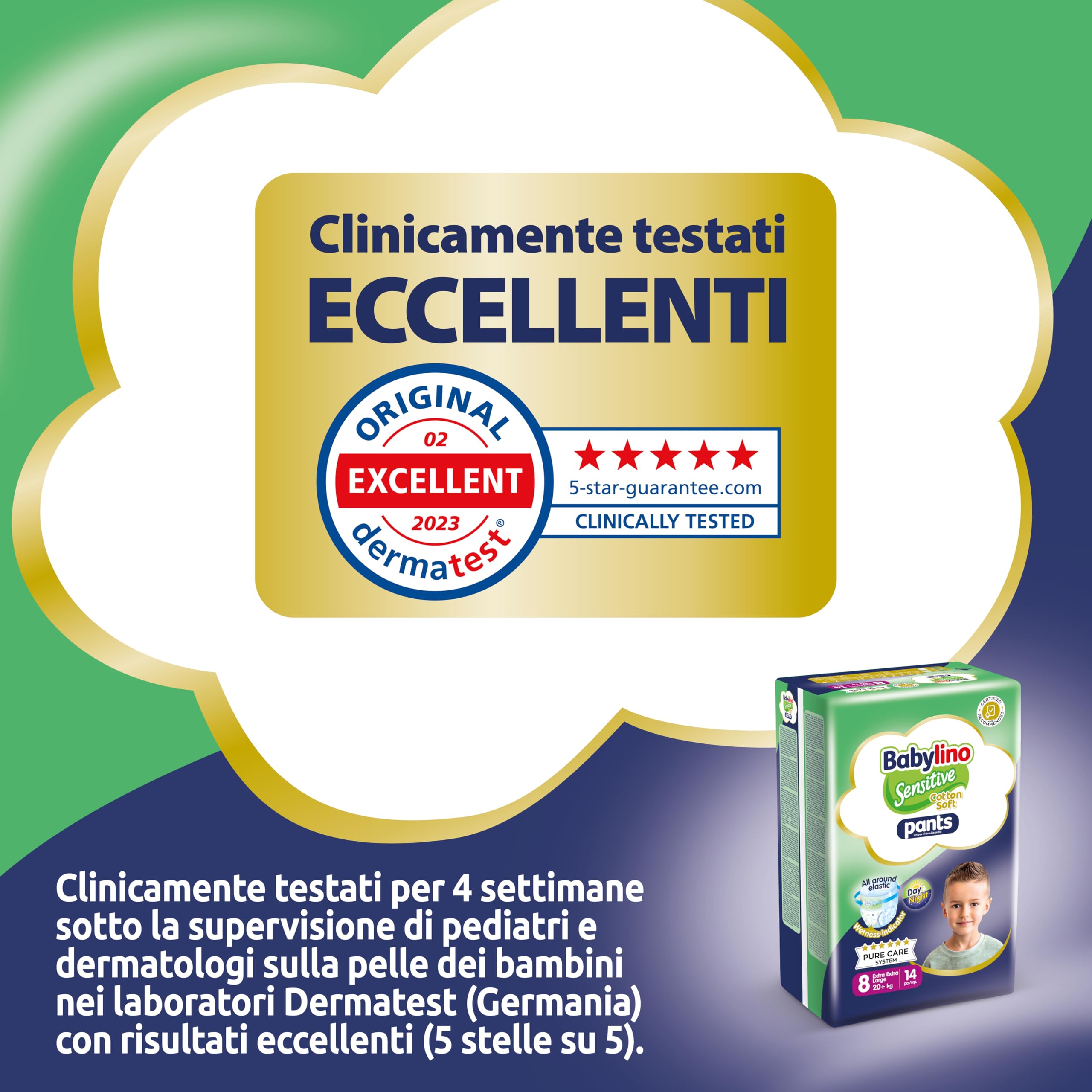 Babylino Sensitive Cotton Soft Pannolini Mutandina Taglia 8 XXL 20+ Kg 14 Unità