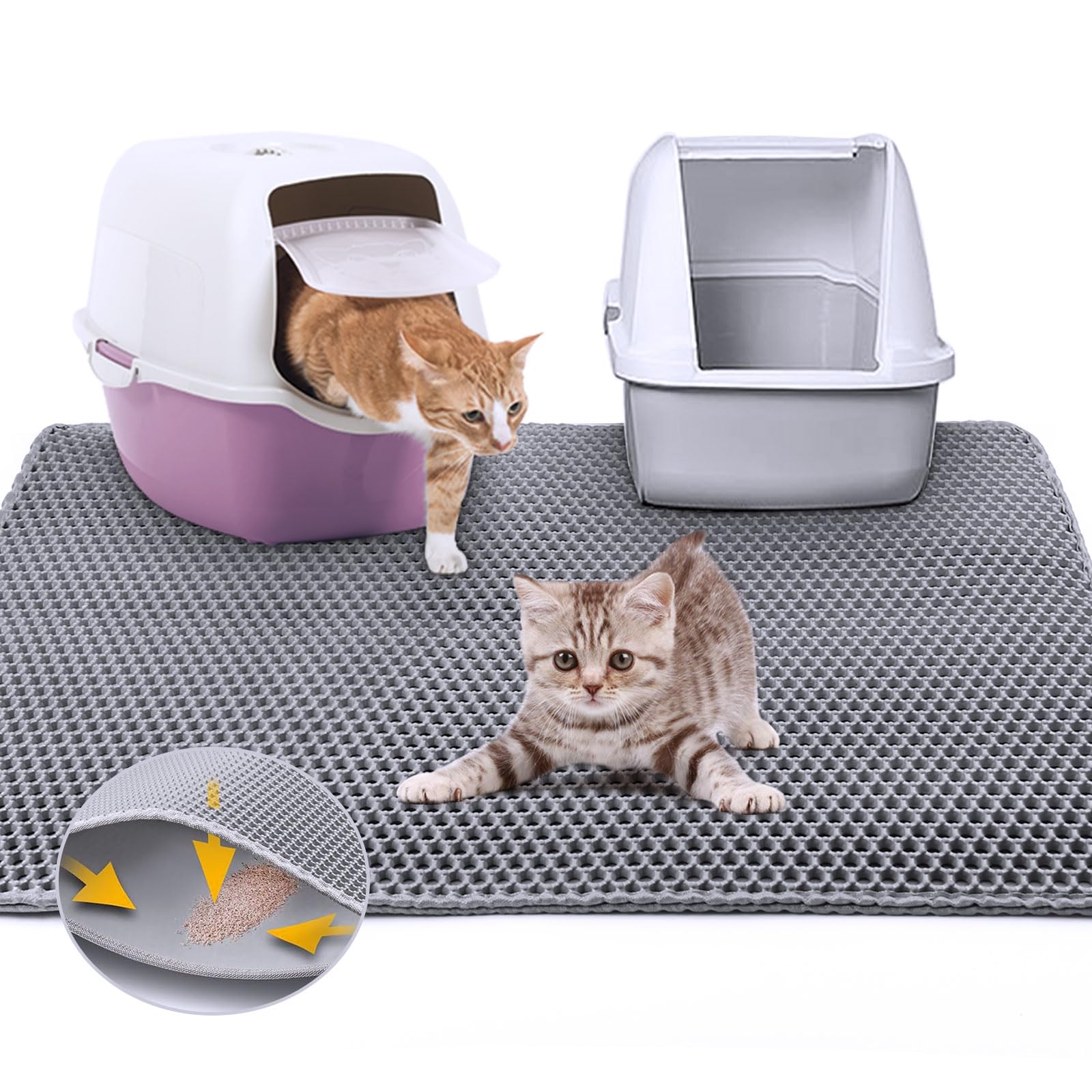 Tappetino Per Lettiera Per Gatti, 90 X 60 Cm, Impermeabile, A Doppio Strato, A Nido D'ape, Facile Da Pulire Per Gatti E Cani - 11