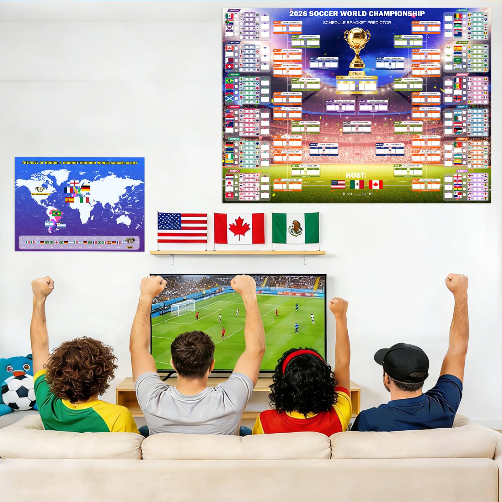 Poster Géant Coupe Du Monde 2026 – 110x80 Cm, Avec 384 Autocollants D'équipes, Mini-poster Champions, Pour Fans De Foot