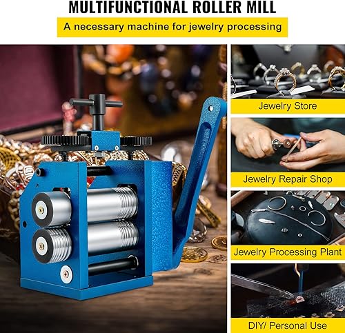 Miniatura 2 de VEVOR Molino de laminación de 4.4 pulgadas4.409in, relación de engranajes de máquina de 12.5, molino de rodillos de alambre de 0.004-0.276in, grosor