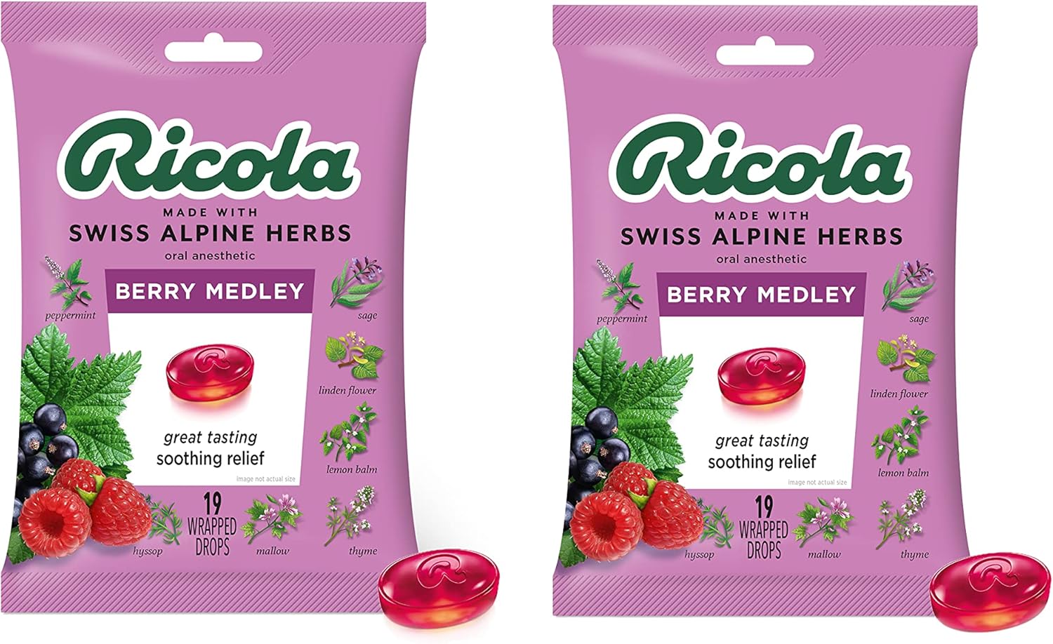 Ricola Berry Medley Cough Suppressant Throat Drops, 19ct