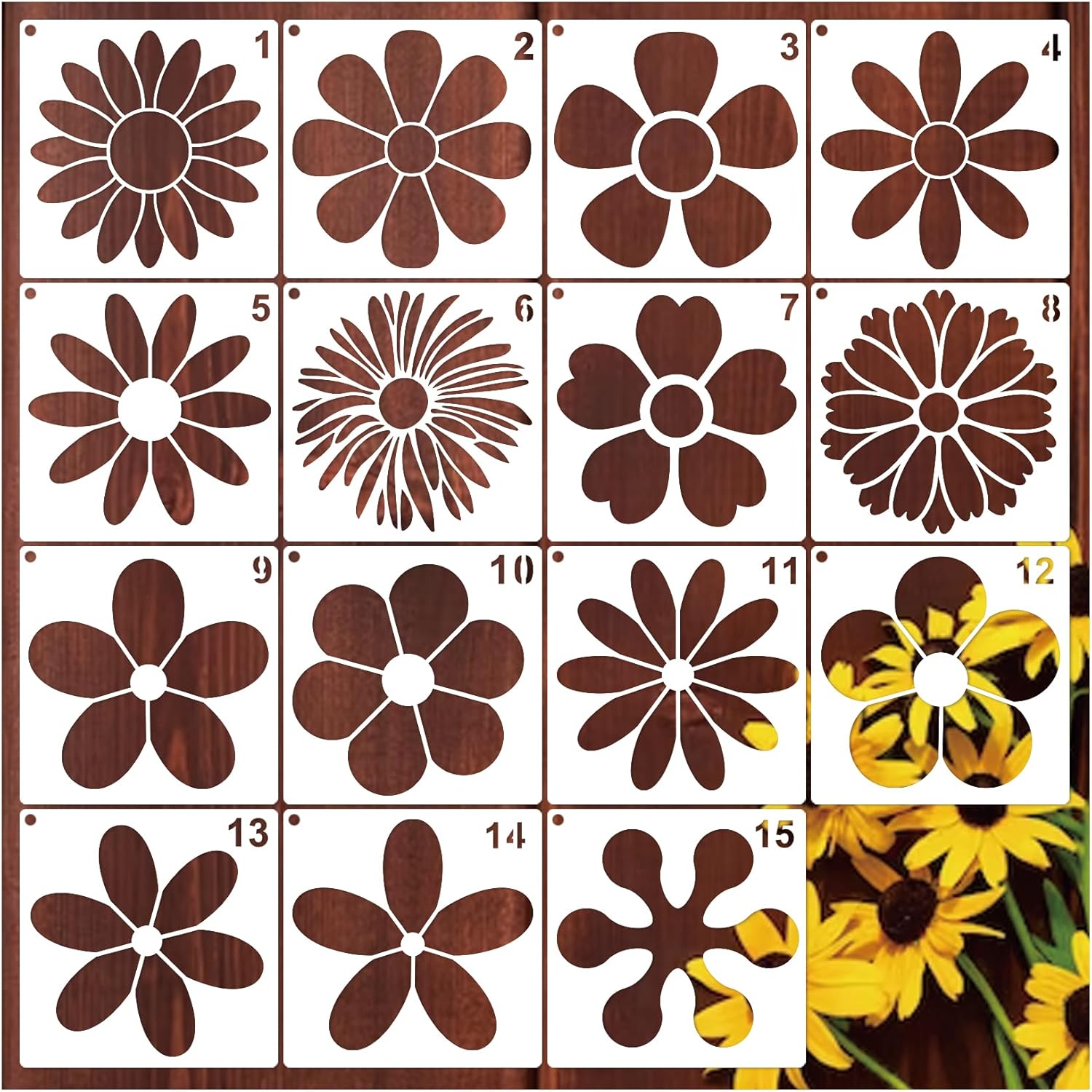 Amazon.com : Flower Stencils for Painting on Wood Crafts Reusable Daisy ...