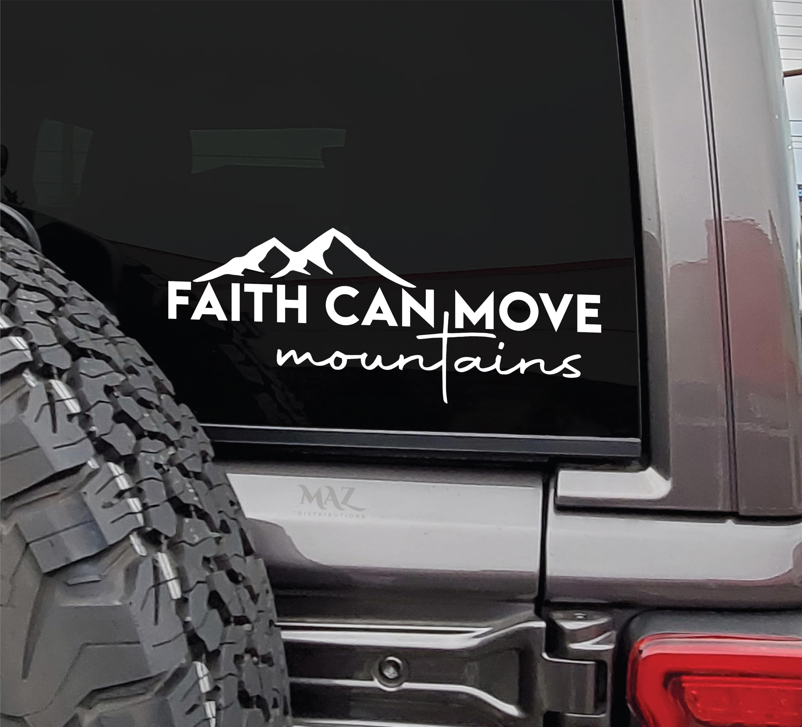 MAZ Distributions Faith can Move Mountains – Removable Waterproof Sticker for Waterbottle – Useable Indoor & Outdoor for Mailbox–Easy use for Car, Van 455
