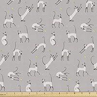 Vista 8 de Ambesonne Tela de Fiesta Popstar por Yarda, Estilo de Dibujos Animados Garabatos Dibujados a Mano Tema Musical Impresión de Arte Lineal, Tela