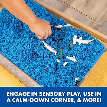Educational Insights Pluffle 4-pack (Red, Blue, Orange, Black)- Preschool Sensory Bin Filler, Tactile Sensory Toys for Toddlers 3-4, Mess Free Slime Alternative, Satisfying Foam Sand Bin Filler