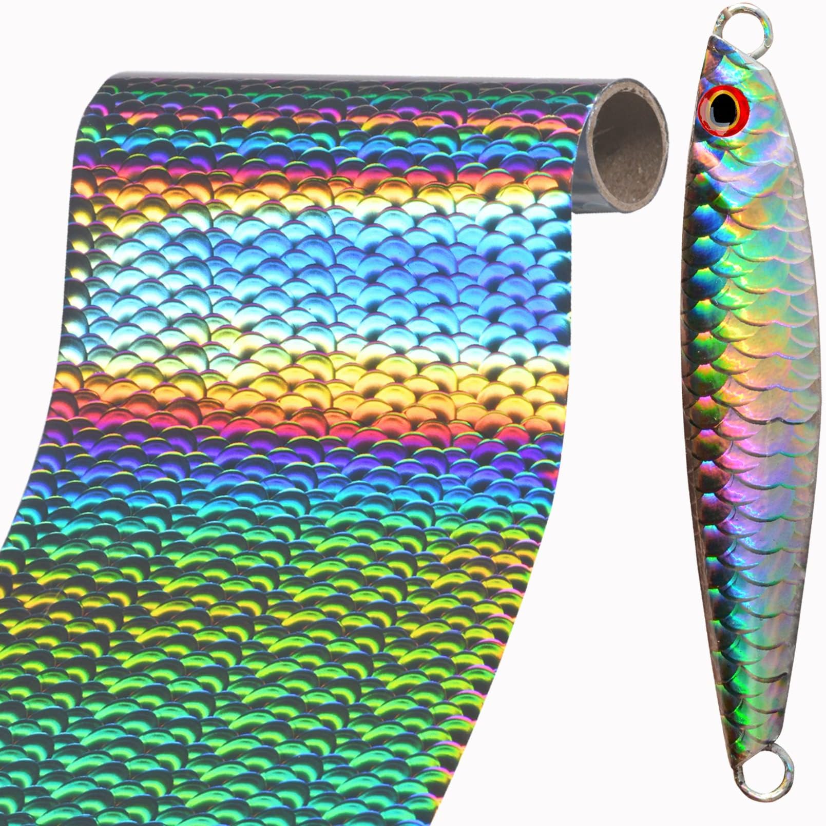 Hot Stamping Foil for DIY Fishing Lure Fish Scales Bait Jig Holographic Lazer Handwork Colorful Transfer Film Fishing Gear Accessories Make Your Own Hard Fishing Bait Supplies #H 8CM*10M