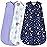 BSTOPPT 3 Pack Baby Sleep Sack 6-12 Months 100% Rayon Cotton Baby Sleeping Bag 2-Way Zipper Toddler Wearable Blankets Comfy Stretchy Lightweight TOG 0.3 Purple&Clouds&Starry Sky