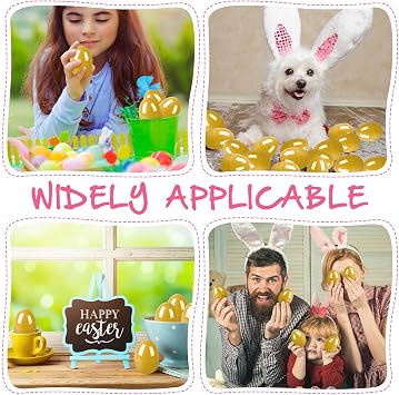 100 Pcs Easter Eggs Plastic Fillable Easter Eggs Bulk Empty Blank for Easter Basket Stuffers Fillers Easter Theme Party Favor Easter Hunt Stuffers Classroom Prize (Gold)