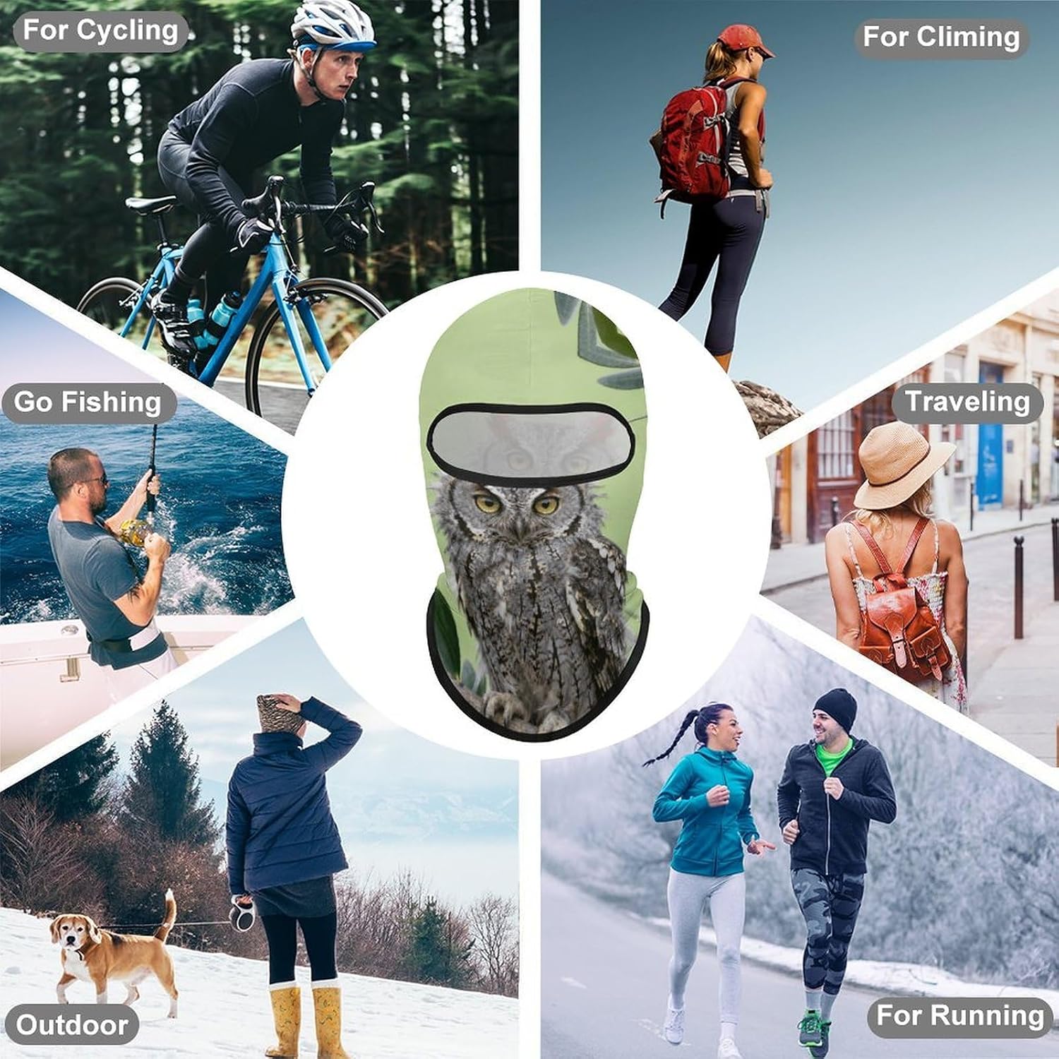 Scops Owl on Olive Branch Balaclava Ski Mask Full Head Cover Sun UV Protection Neck Gaiter Windproof Thermal for Skiing Cycling Helmet Friendly