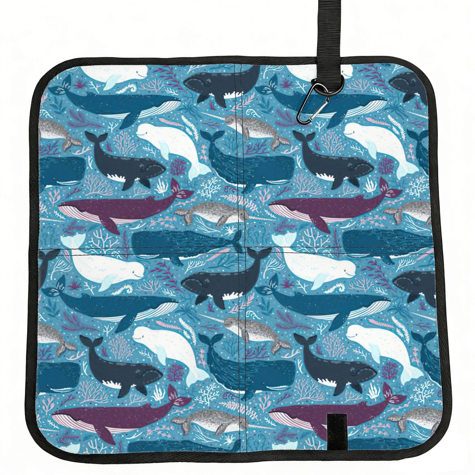 NImongt Whale Pattern Print Portable Chair Pad Foldable Seat Cushion Outdoor Seating Office Picnic Camping