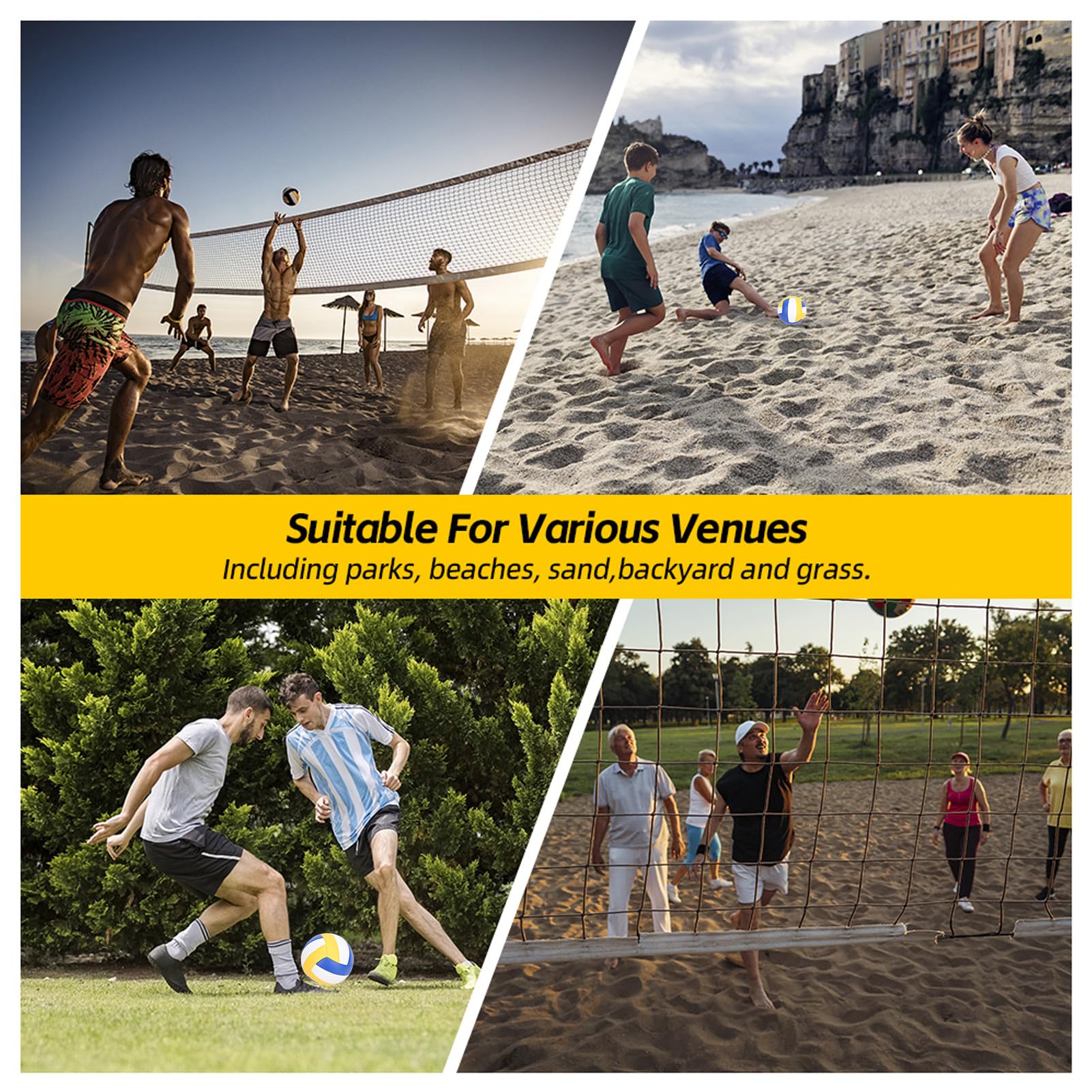 Domary Tragbares Volleyball -Netz -Set mit Carry Bag Beach Volleyball Kit für Hinterhof Parks Strände Sandgrasflächen Im Freien