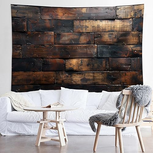 Miniatura 8 de Tapiz estético de tela de pared, tapiz decorativo de madera, retro, para oficina, fondo de habitación, para dormitorio, jardín al aire libre,