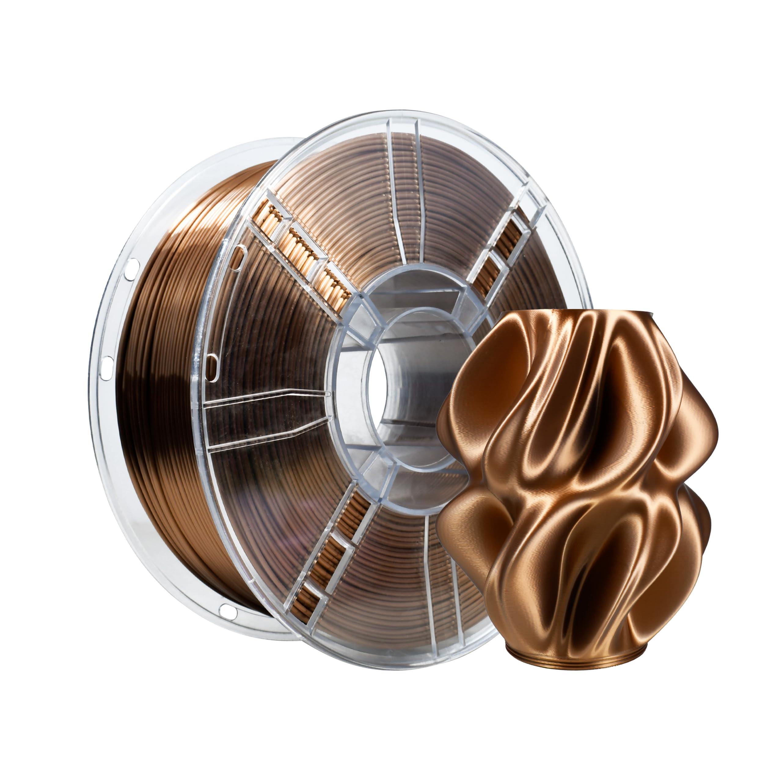 iBOSS Silk PLA+ Filament 1.75mm Dark Gold 1KG, Shiny Silk 3D Printer Filament Dimensional Accuracy +/- 0.02mm, 1kg Spool(2.2lbs) Fits for Most FDM 3D Printers, Silk Dark Gold