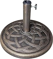 US Weight 26lb Cast Stone Patio Umbrella Base - Adjustable Weather-Resistant Bronze Stand for Outdoor Umbrellas