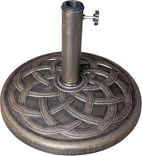 US Weight - Base de sombrilla de patio de piedra fundida de 26 libras - Base ajustable duradera y resistente a la intemperie para exteriores -