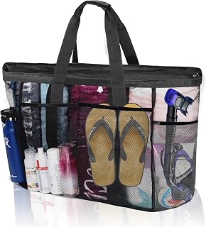 Mesh Beach Bags for Women - Plus Waterproof Sandproof Tote Bag