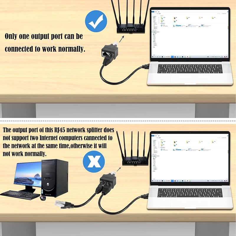GINTOOYUN 2db RJ50 10P10C Elosztó Adapter - 10 Tűs Ethernet Átalakító Laptophoz, Routerhez - Kapcsolt Hálózatokhoz
