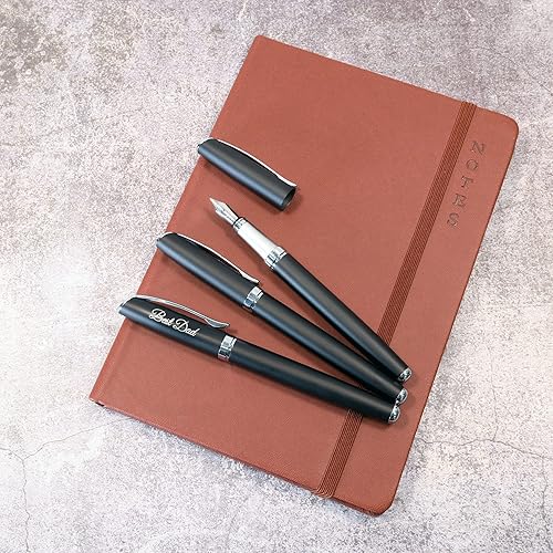 Miniatura 2 de Pluma estilográfica personalizada de metal negro satinado de alta calidad + caja de regalo  Diseña un regalo verdaderamente único  Grabado con láser