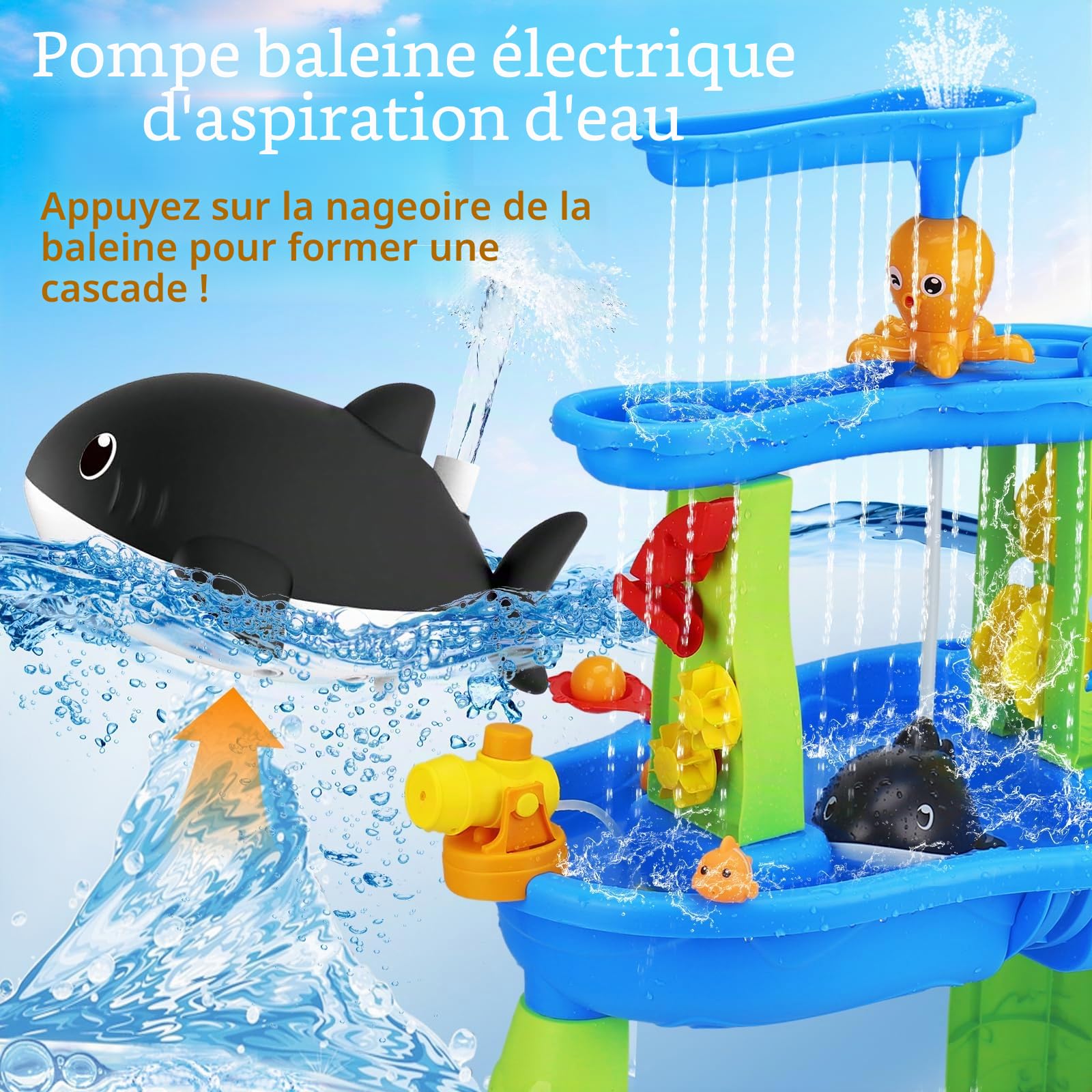 Lypsochaat Table d'eau Exterieur Enfants, Jeux d'eau Exterieur pour Enfant, Jouets Activité d'Été Jardin Plage, Jouet Extérieur Jeu d'eau pour Garçons et Filles 2 3 4 5 Ans Bleu