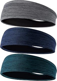Braylin Men's Headbands, 3-Pack Head Band for Men, Sport Sweatbands for Running Fitness Yoga Cycling, Sweat Wicking Non Slip