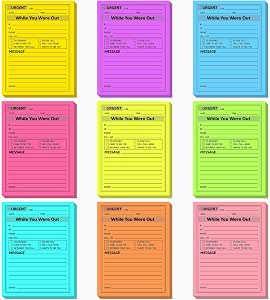 Eaasty While You Were Out Phone Message Pads, 9-Pack, Assorted Fluorescent Colors