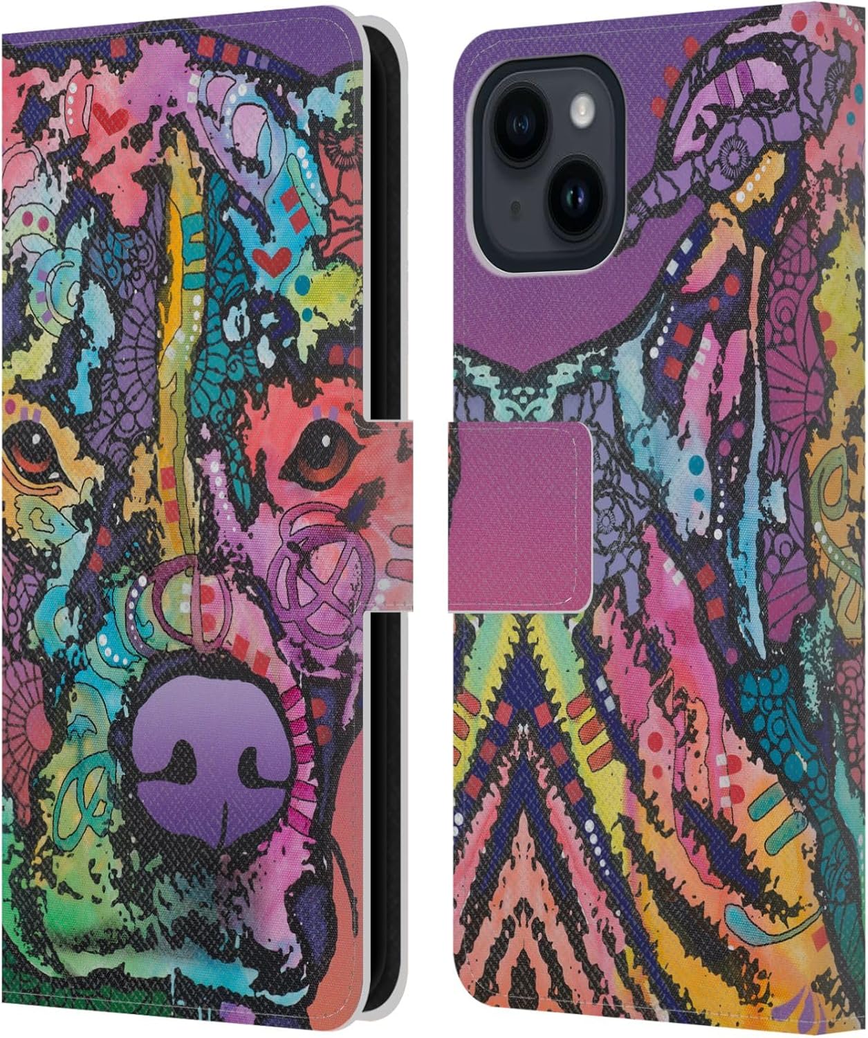 Head Case Designs Officially Licensed Dean Russo Amy Dogs 3 Leather Wallet Case Compatible with Apple iPhone 15