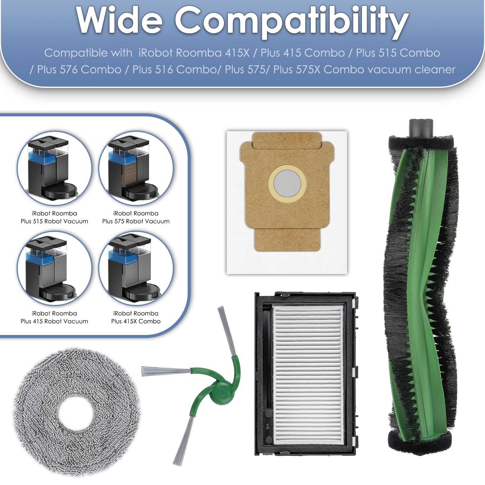 24 piezas de repuesto para iRobot 415/415X/515/575/115X Combo