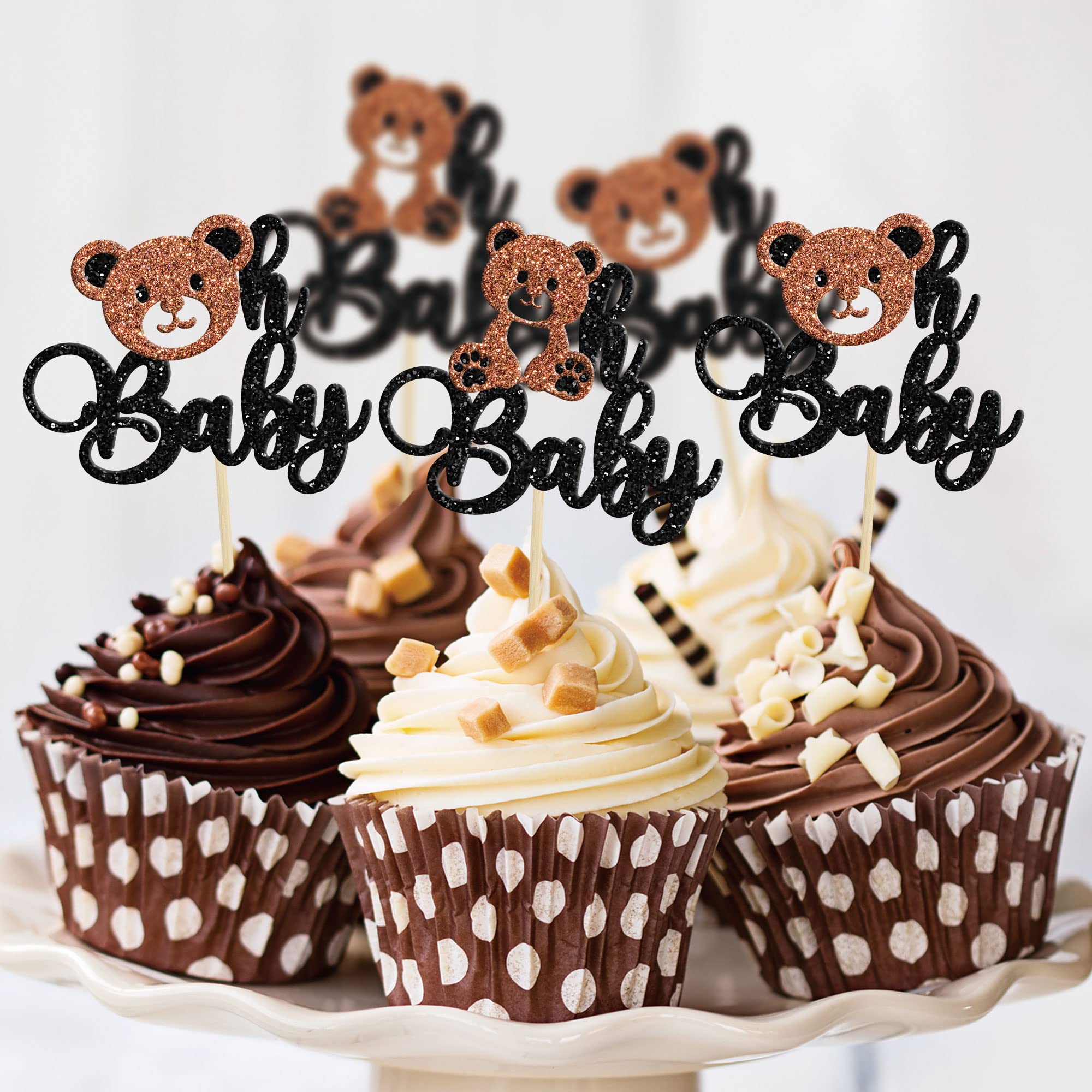 Gyufise Lot De 36 Décorations De Cupcakes Oh Baby En Forme D'ours à
