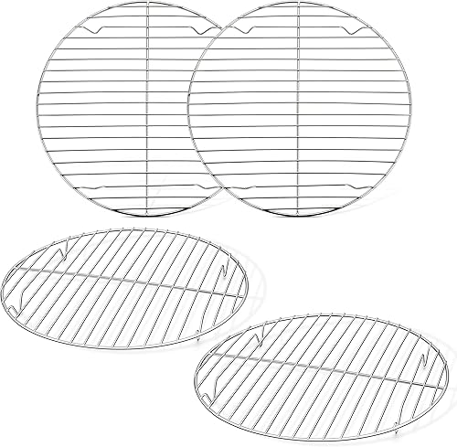 TeamFar Estante de enfriamiento, estante de alambre de acero inoxidable de 10.5 pulgadas, estantes redondos para hornear para cocinar al vapor,