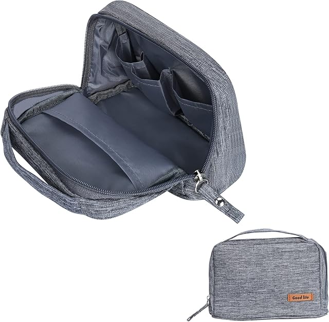 Electronics Accessories Organizer Bag, Travel Cable Organiser Bag Toiletry Bag Wash Bag for Men, Portable Gadget Bag for Cables, Headphone, Charger, Power Bank, Memory CardGrey
