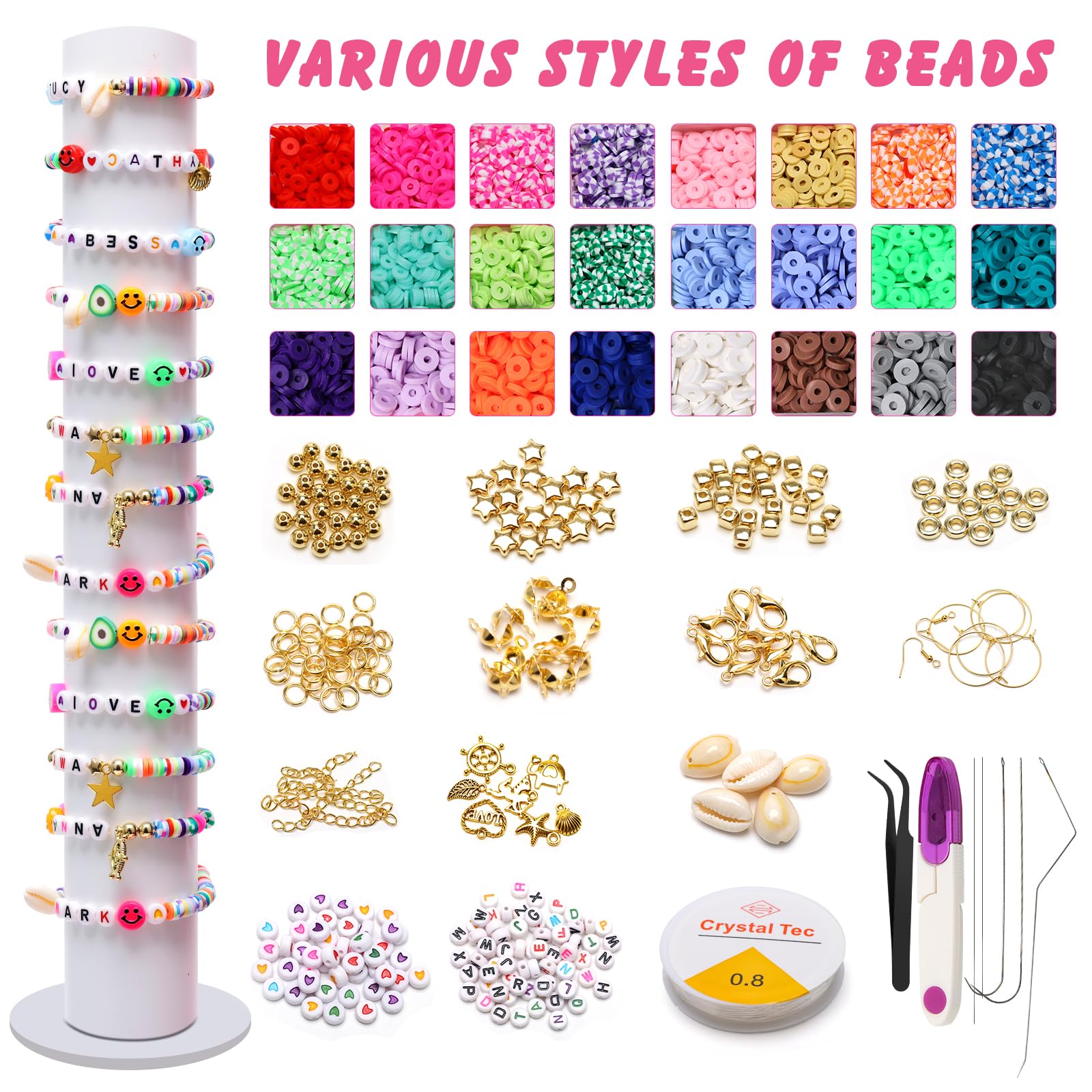 Windspeed Pink Electric Bead Spinner with 6600 Clay Beads - Image 2