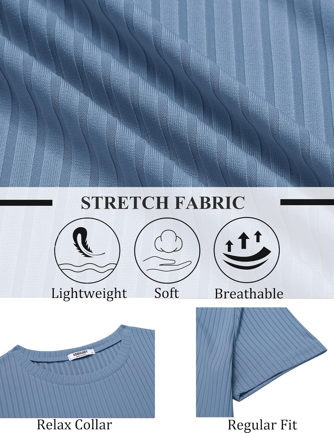 COOFANDY Mens T-Shirts Short Sleeve Plain Tshirts Casual Crew Neck Basic T Shirt Soft Cooling Fitted Stretch Tee Shirts - Image 5