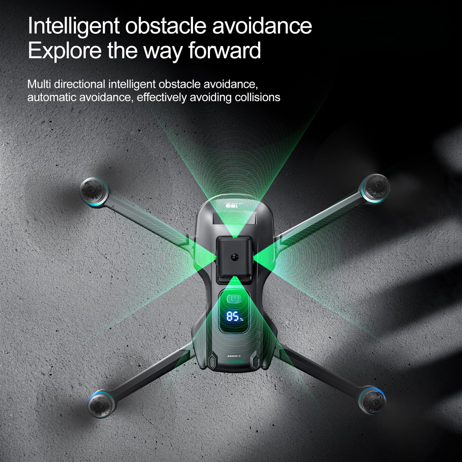 Jectse Drone con Doppia Fotocamera, Quadricottero RC Pieghevole Senza Fili 5G per Principianti, Drone con Motore Brushless con Evitamento Ostacoli, Volo Stazionario Stabile, Fotografia