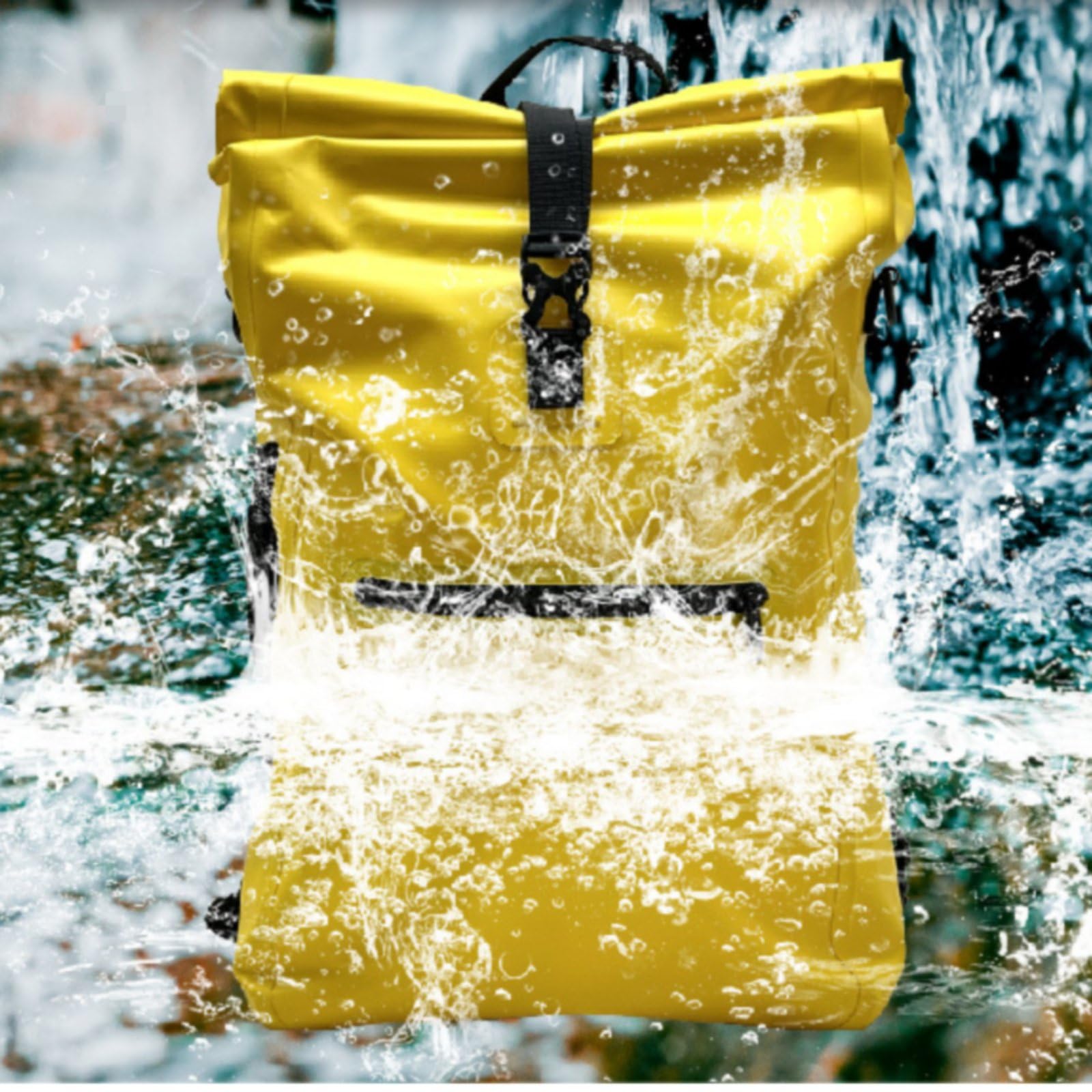 Borsa Bicicletta Impermeabile Borsa Posteriore Pannier Zaino Impermeabile con Ampio Scomparto 30L E Protezione dagli Agenti Atmosferici in PVC Adatta per Spesa attività all’ Aperta, Nero