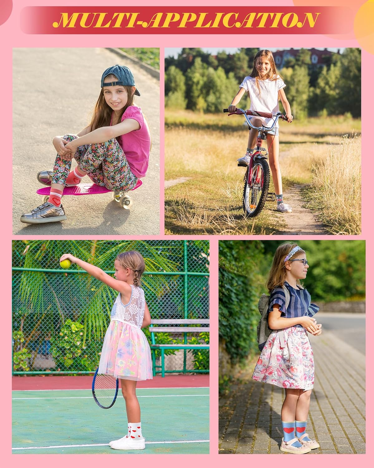 16 Pair Valentines Day Socks for Kids Girl Cotton Crew Heart Sock with Stripe Age 6-10 Soft Casual Sock Gifts - Image 6