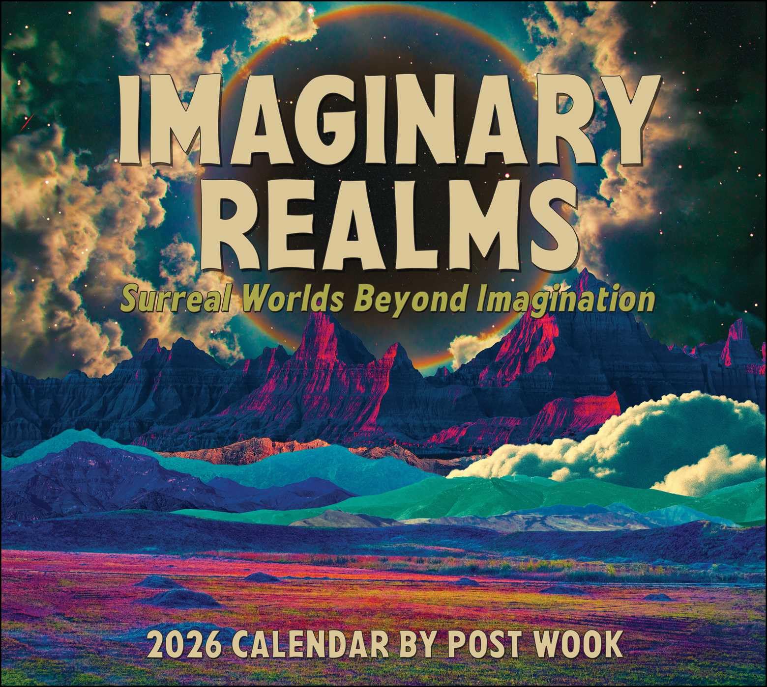 Calendrier mural 2026 Imaginary Realms format deluxe avec illustrations de mondes surréalistes
