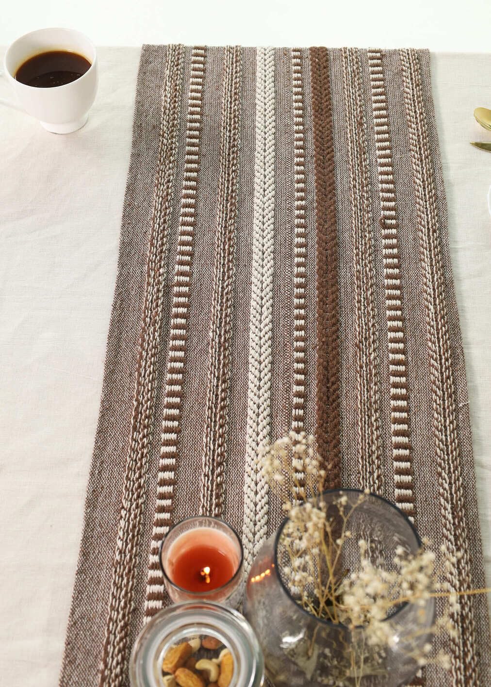 The Art Box Boho Cotton Fabric Table Runner Brown - Image 4